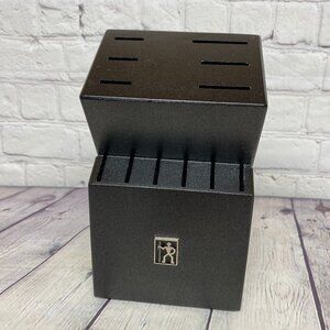 Henckels Black Wood Knife Block Only Cutlery Storage 12 Slots 7.5" H 4.5" W